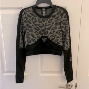NEW Adidas by Stella McCartney Black and Gray Crop Seamless Lg Sleeve top